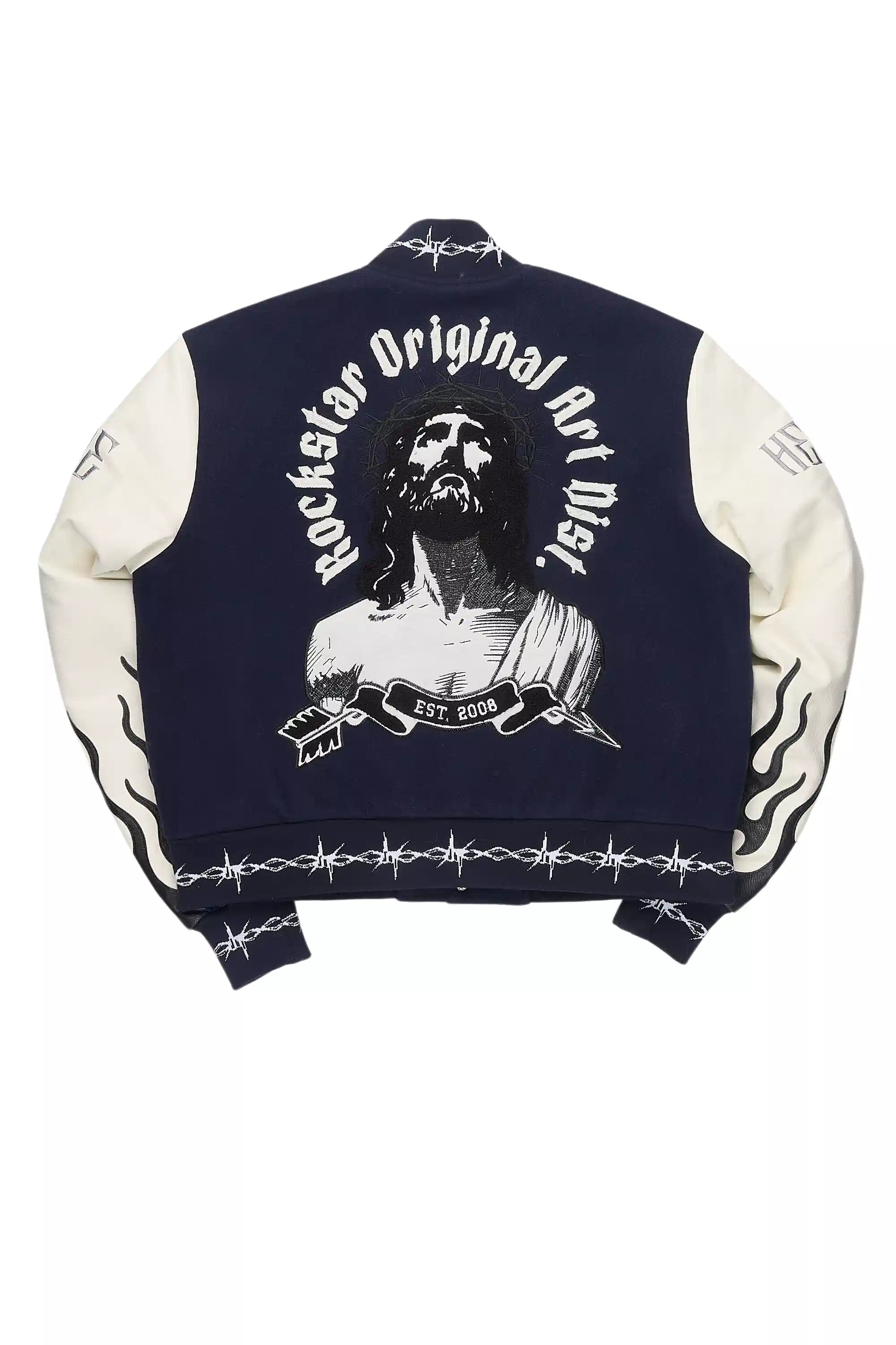 Yalanda Navy Oversized Varsity Jacket