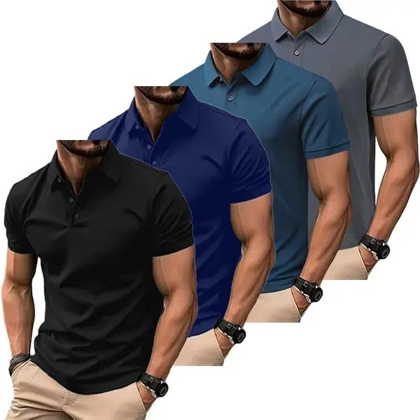4-Pack Men’s Casual Business Polo Shirts, Simple and Comfortable