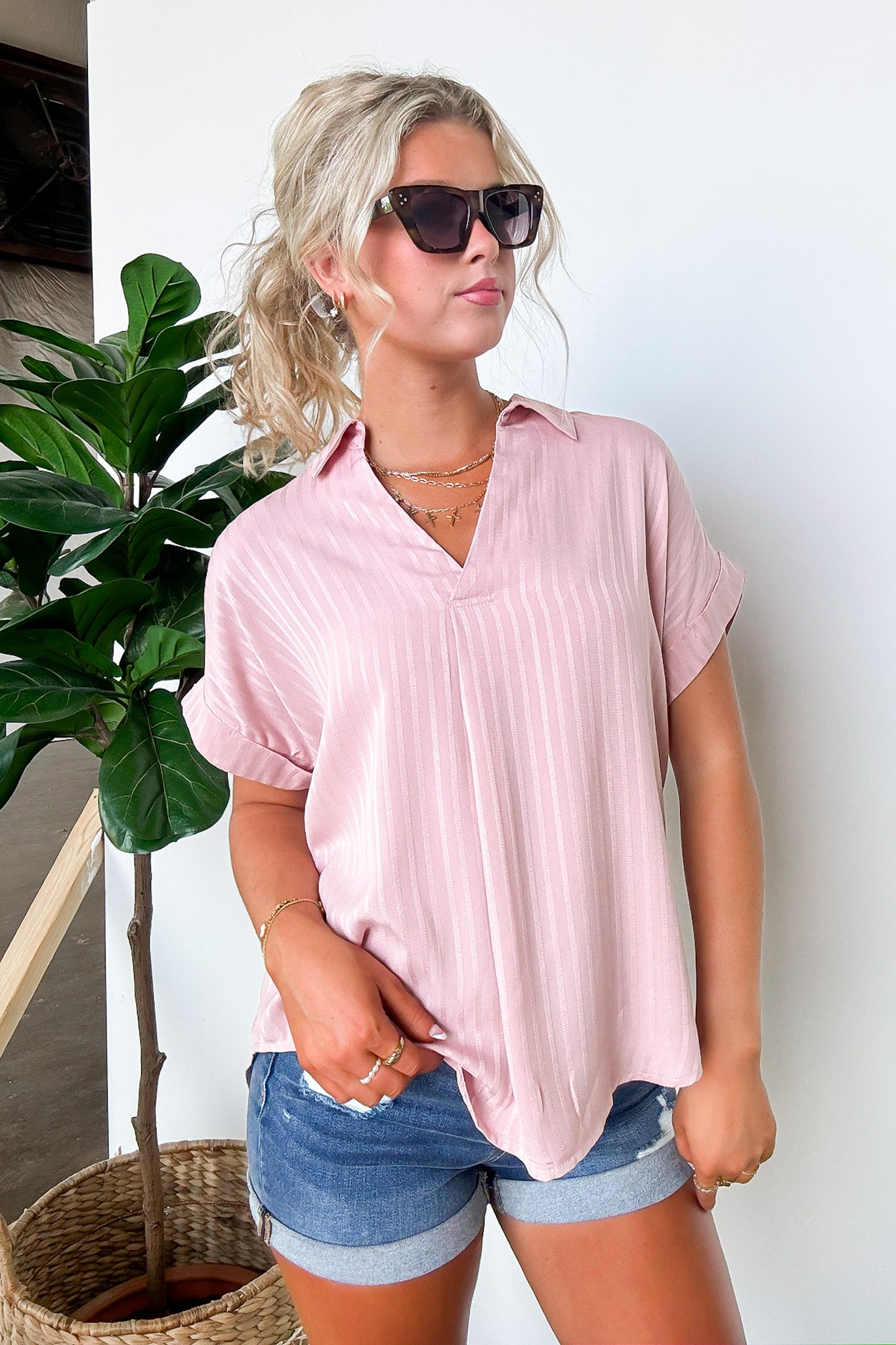 Striped V-Neck Top