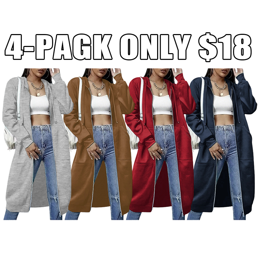 Women's casual zip-up fleece hoodie