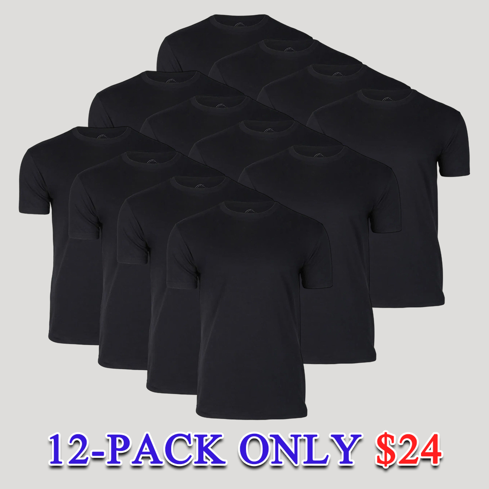 Men's 4-Pack Classic Crew Neck T-Shirts - Premium Fitted Short Sleeve Casual Everyday Basic Tees