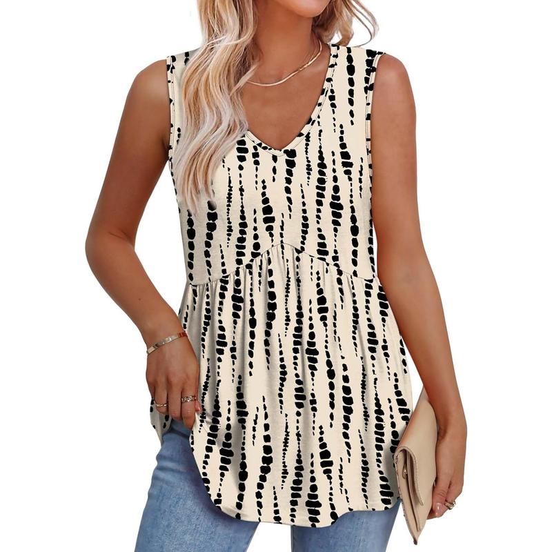 Women’s V-Neck Peplum Tank Top – Flowy, Sleeveless, Stretchy Summer Style