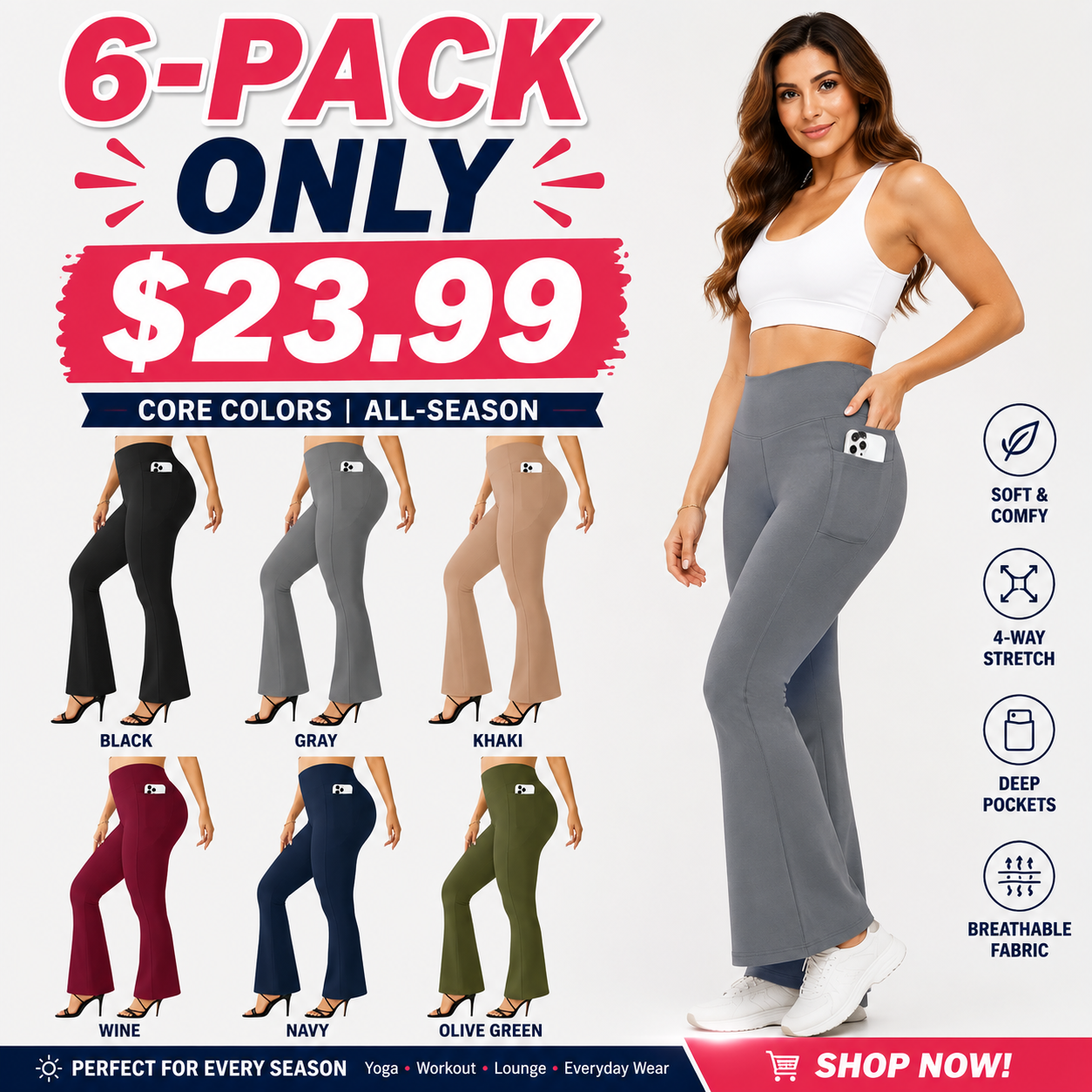 Women's High-Waisted Flared Pants—Buttery-Soft Yoga & Fitness Leggings