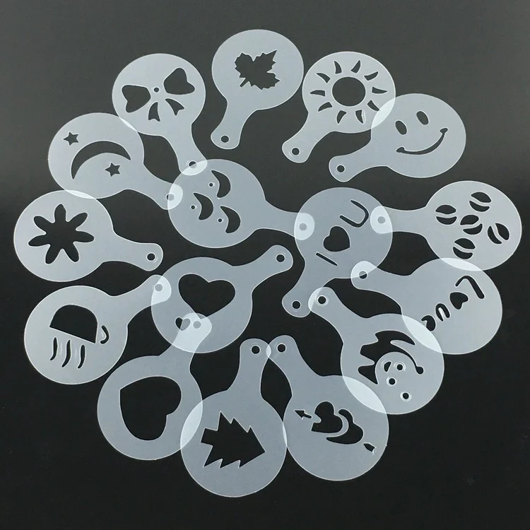 16PC Coffee-Latte Art Templates