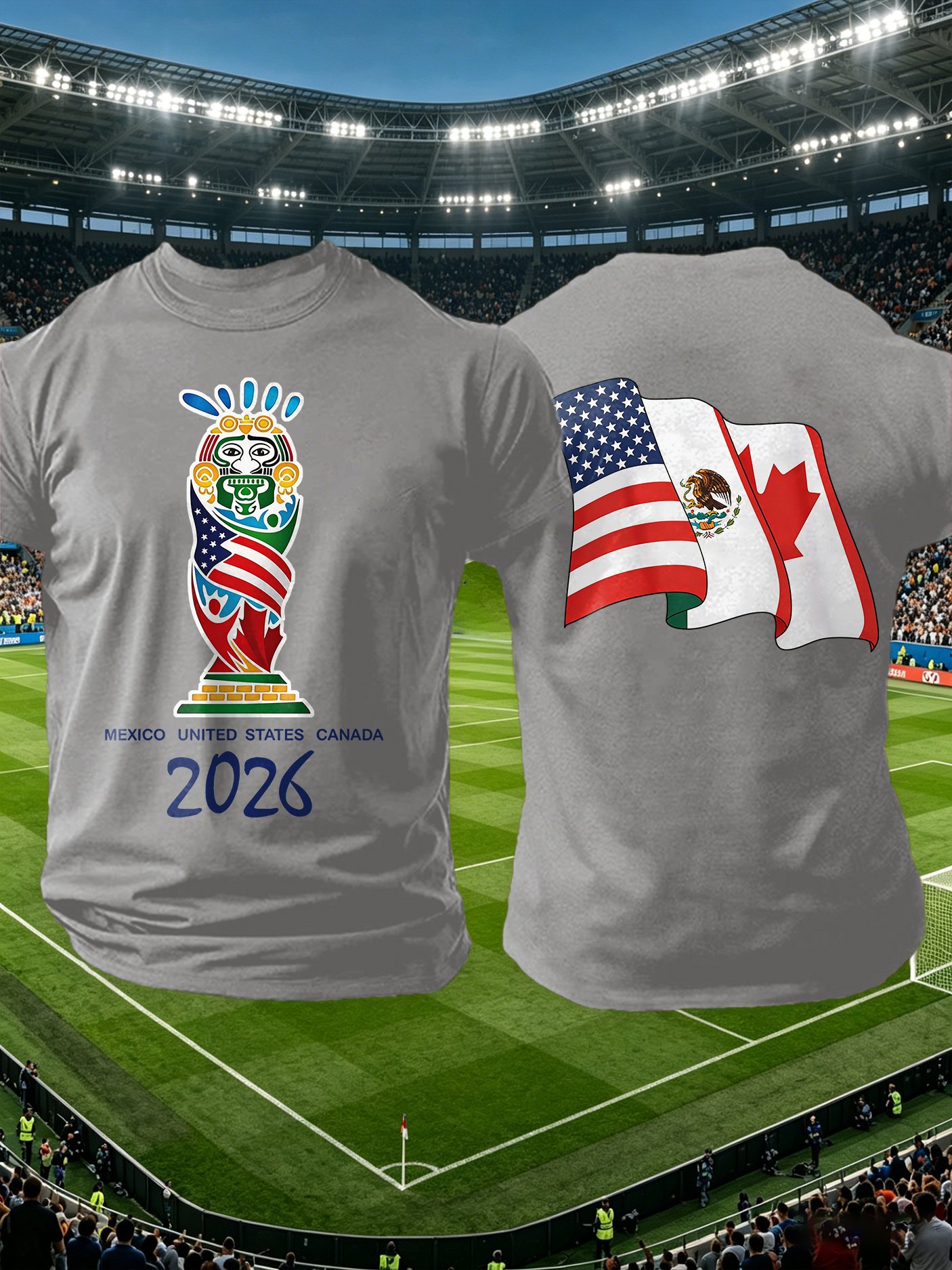 Men's Retro  2026 Soccer Mexico United States Canada Print T-Shirt