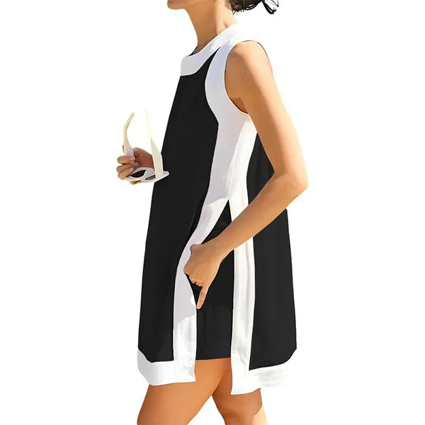 Women's Casual Two Piece Sets Color Block Crewneck Matching Shorts