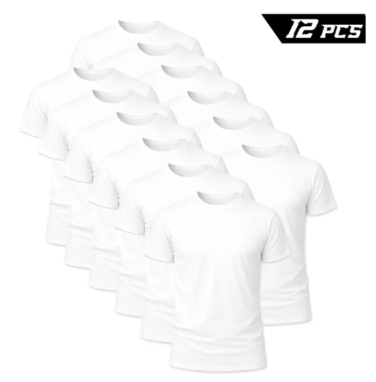 6-Pack: $18— Men's Solid-Color Crewneck T-Shirts, Comfortable Fit