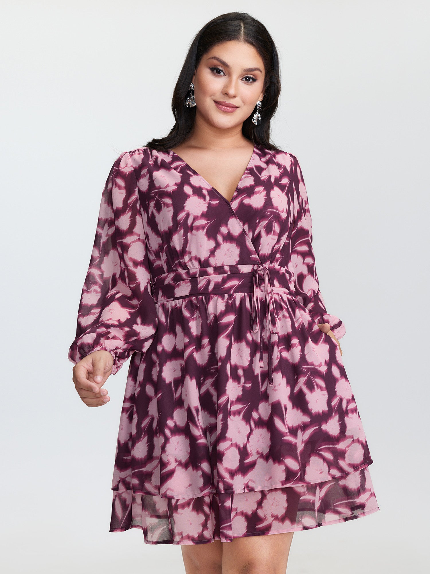Floral Print Side-Tie Waist Mini Dress
