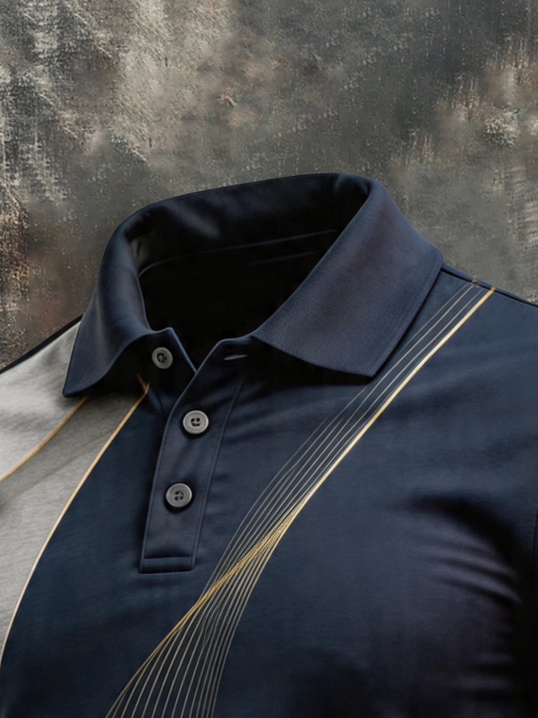 Men's Retro Patriotic Color-Block Short-Sleeve Polo Shirt