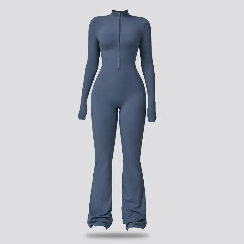 Women's Long Sleeve Flared Sports Jumpsuit