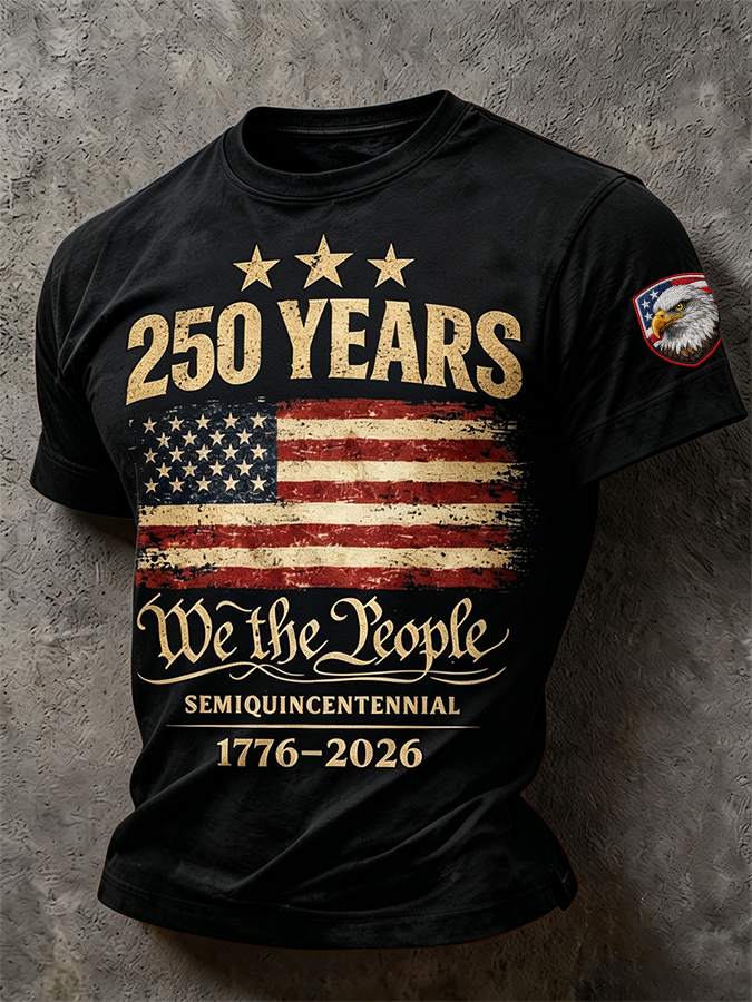 Men's 250 Years We The People Semiquintennial USA Flag T-Shirt