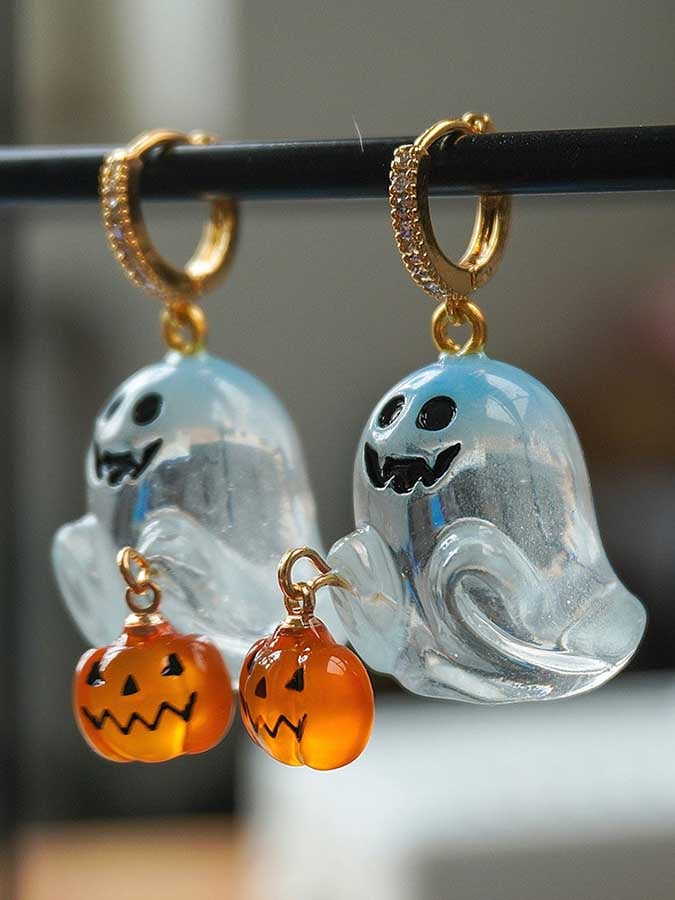 Women's Halloween Ghost Pumpkin Earrings