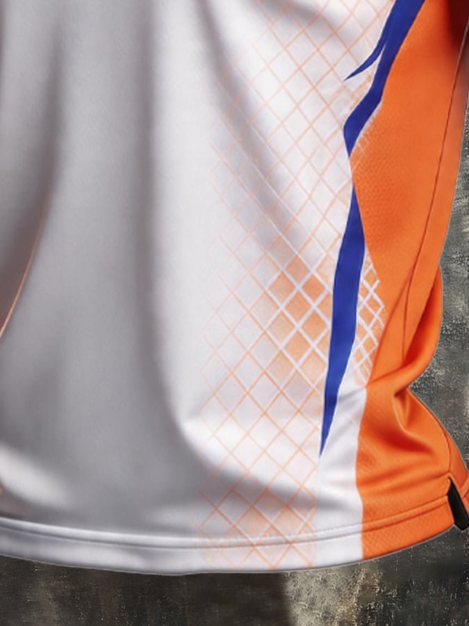 Men's Retro Patriotic Color-Block Short-Sleeve Polo Shirt