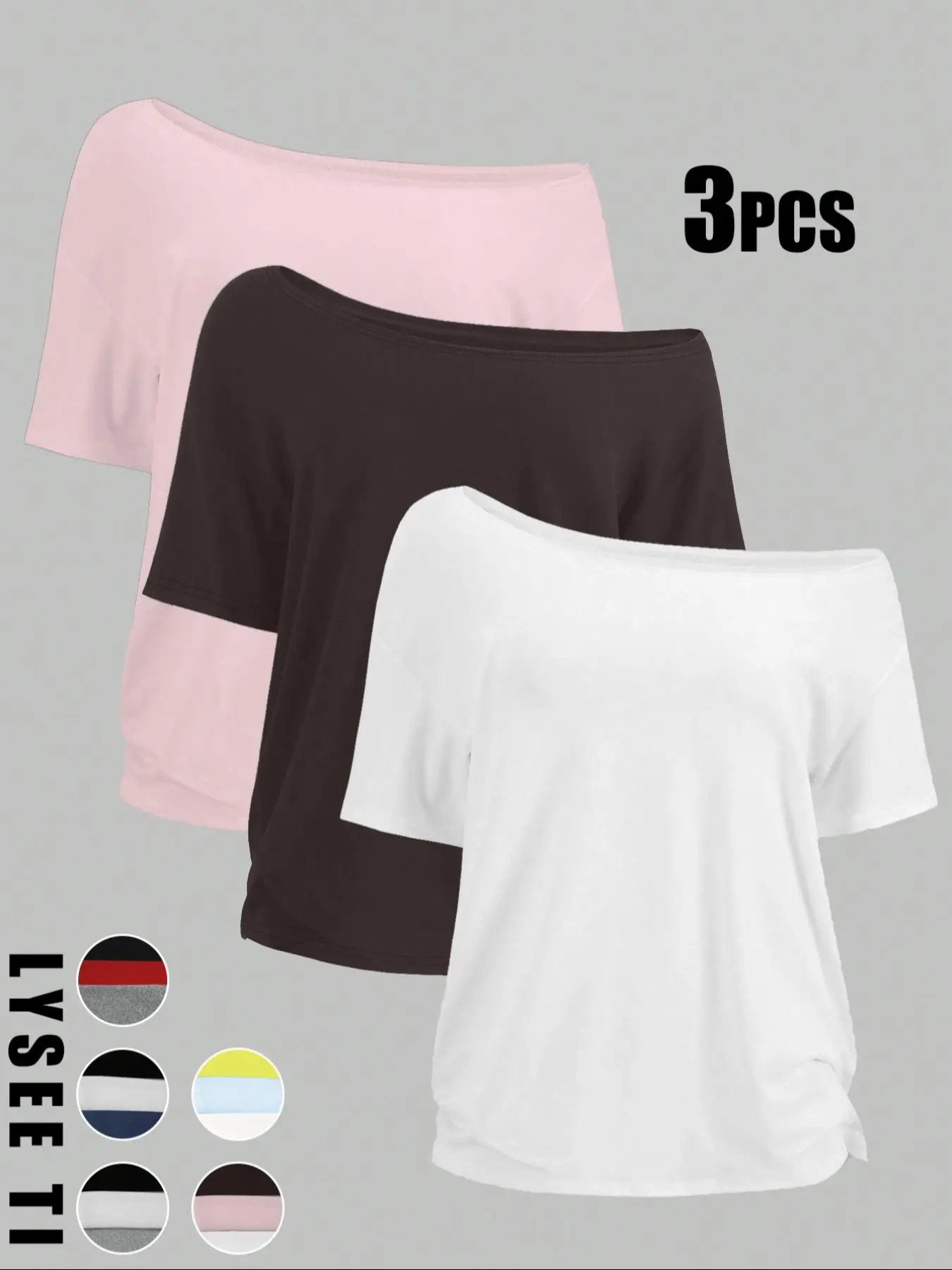 🔥🔥Women's Solid Color Tee, Casual Basic Essential Short Sleeve T-shirt Top