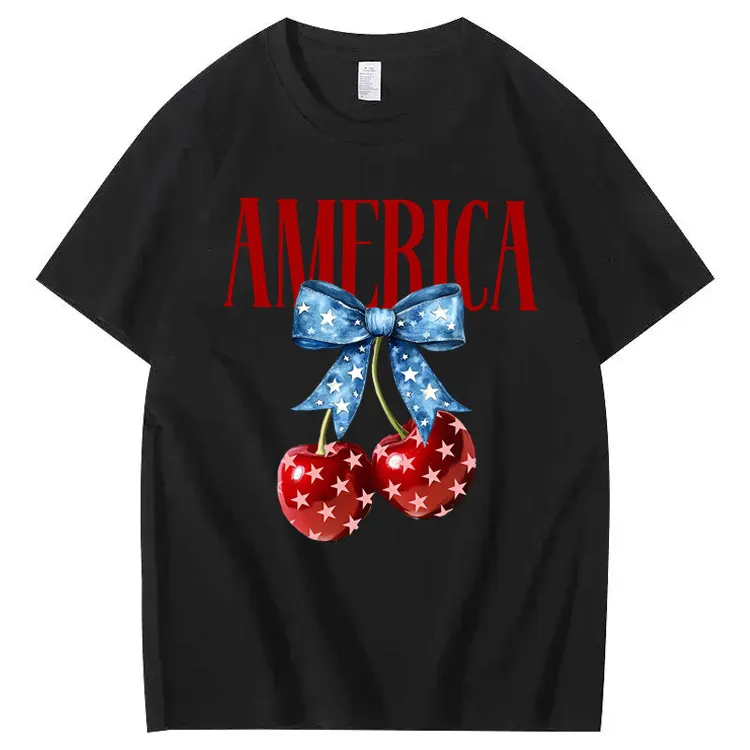 American Flag Cherry Bow T-Shirt